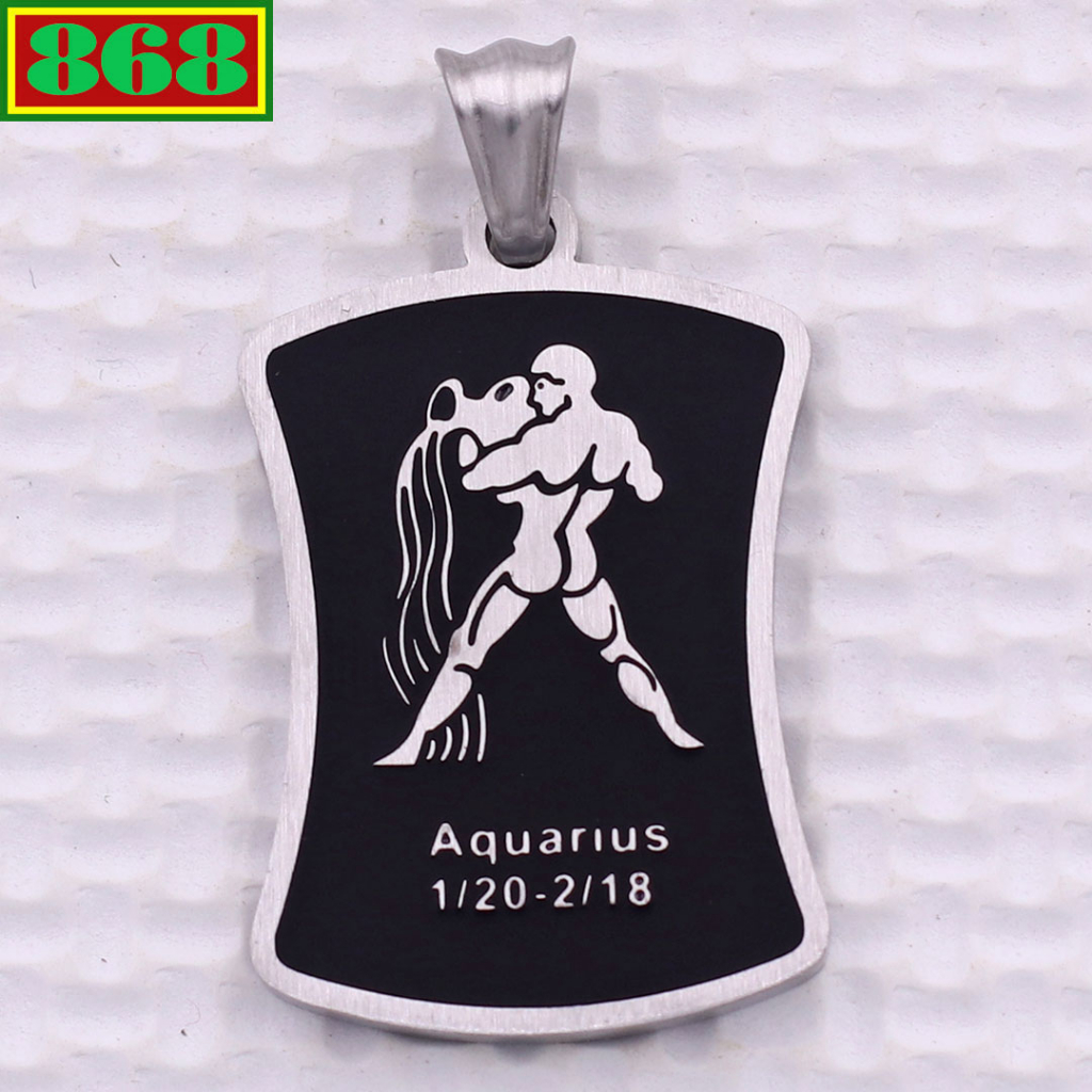 จี้ Aquarius - Aquarius สแตนเลสพร้อมตะขอสแตนเลส ป้าย Zodiac