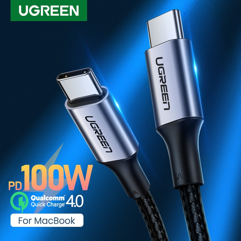 Ugreen 100W C to C สายชาร์จเร็ว สายร่มชูชีพ ชาร์จเร็วสําหรับอุปกรณ์โทรศัพท์และคอมพิวเตอร์ 18 เดือน