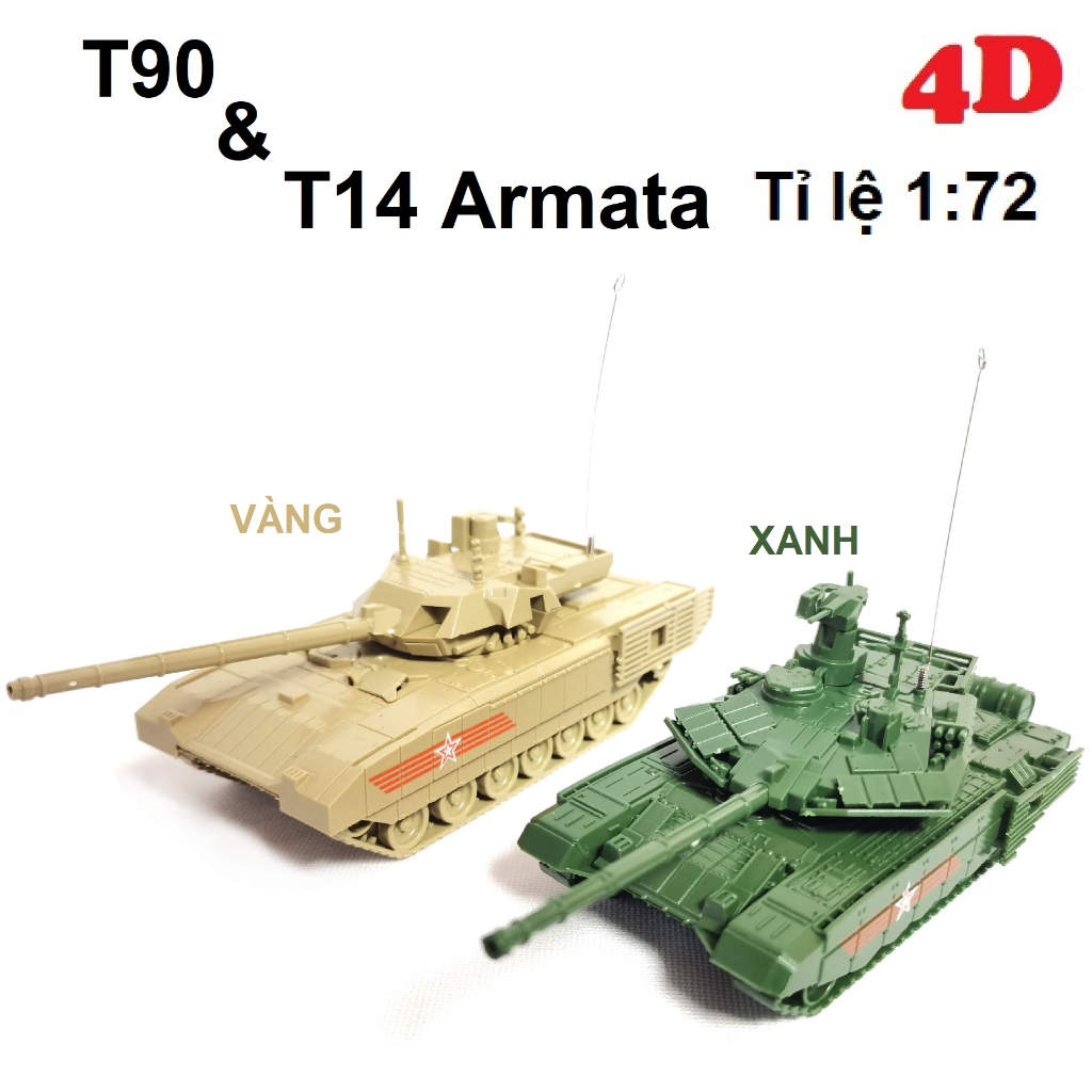 MHQS 1:72 ประกอบโมเดลสเกล T90 MS และ T14 Armata ถังหลัก 4D