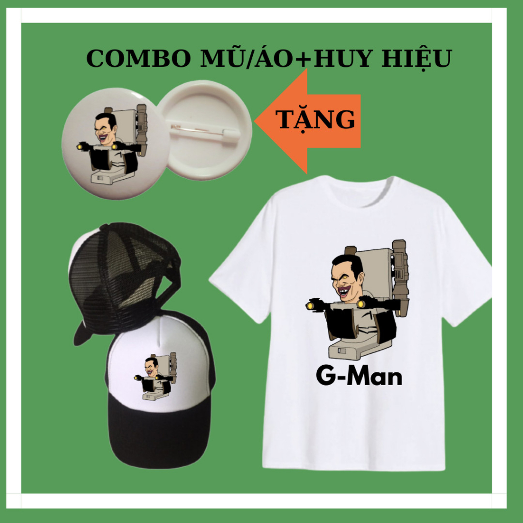 เสื้อยืดสําหรับเด็กชายและเด็กหญิงพิมพ์ลาย Skibidi Toilet G-Man สุดเท่ หมวกเบสบอลเด็ก Skibidi Toilet 