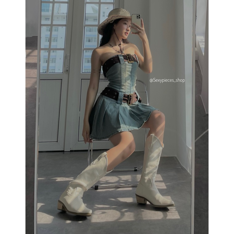 Jean Dress เข็มขัดสีน้ําตาล 2 เส้น - SP004928