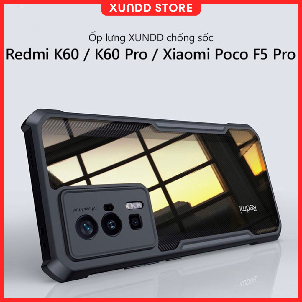 XUNDD Redmi K60 Pro / K60 Ultra Case ด้านหลังโปร่งใส, ขอบ TPU, กันกระแทก