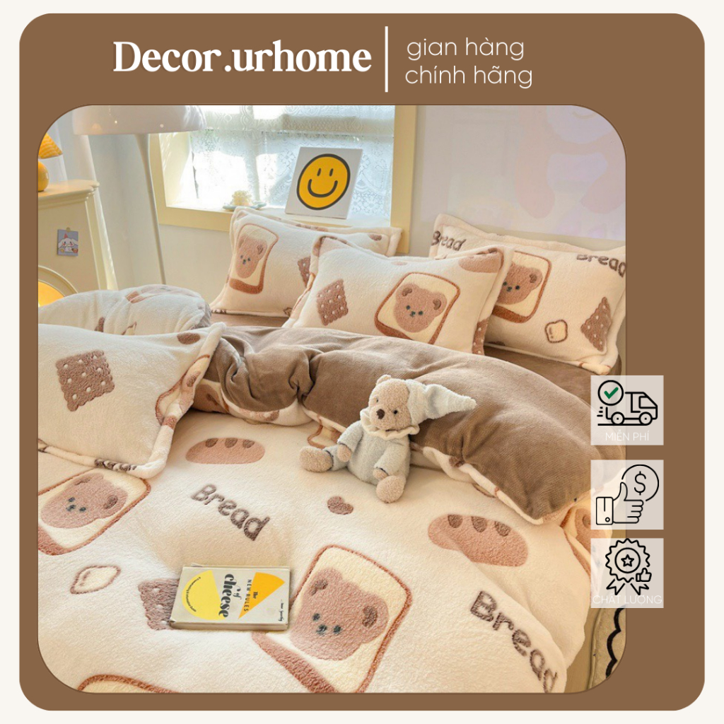 ผ้าสักหลาดกํามะหยี่| SET 4 ชิ้น ADORABLE CARTOON SNOW VELVET BEDDINGS