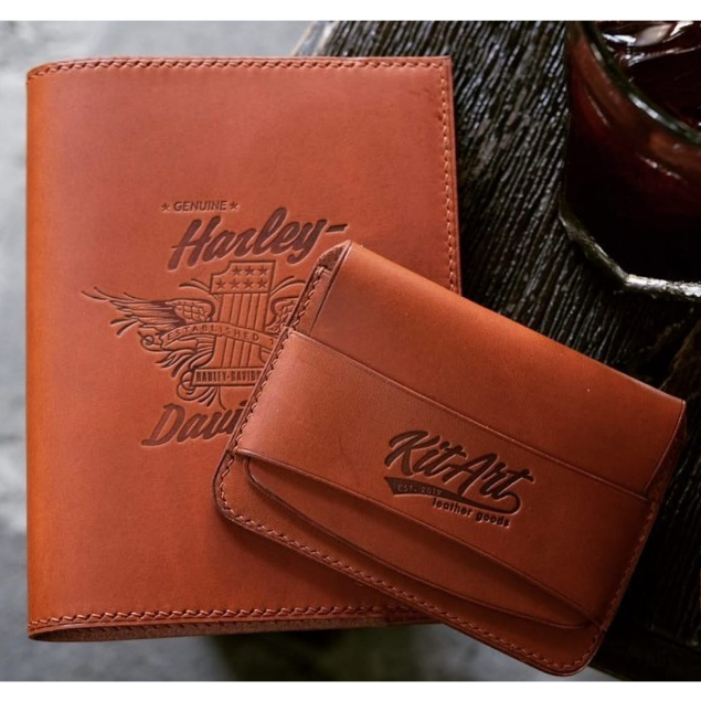 KitArt Leather กระเป๋าสตางค์การ์ดหนังวัวแท้ – ที่ใส่บัตร 1 ช่อง – การพิมพ์ชื่อทํามือฟรี
