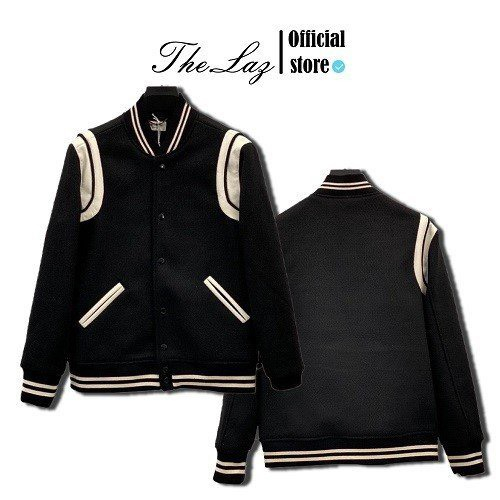 Varsity bomber Jacket SLP Saint La*urent Teddy YSL Jacket รุ่นพรีเมี่ยม Suede เสื้อแจ็คเก็ตเบสบอลสําหรับบุรุษและสตรี SLP