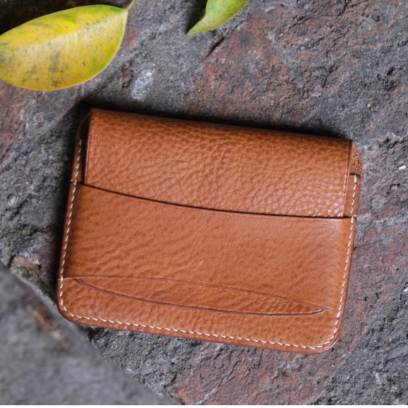 Card Holder KITART - กระเป๋าใส่บัตร 1 ช่อง งานฝีมือจากหนังวัวแท้ สลักชื่อฟรี