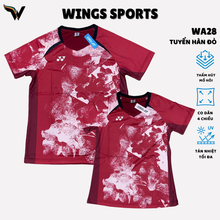 เสื้อทีมเกาหลีรหัส ของ28 เสื้อแบดมินตัน - สีแดง สําหรับฝึกซ้อมและแข่งขัน