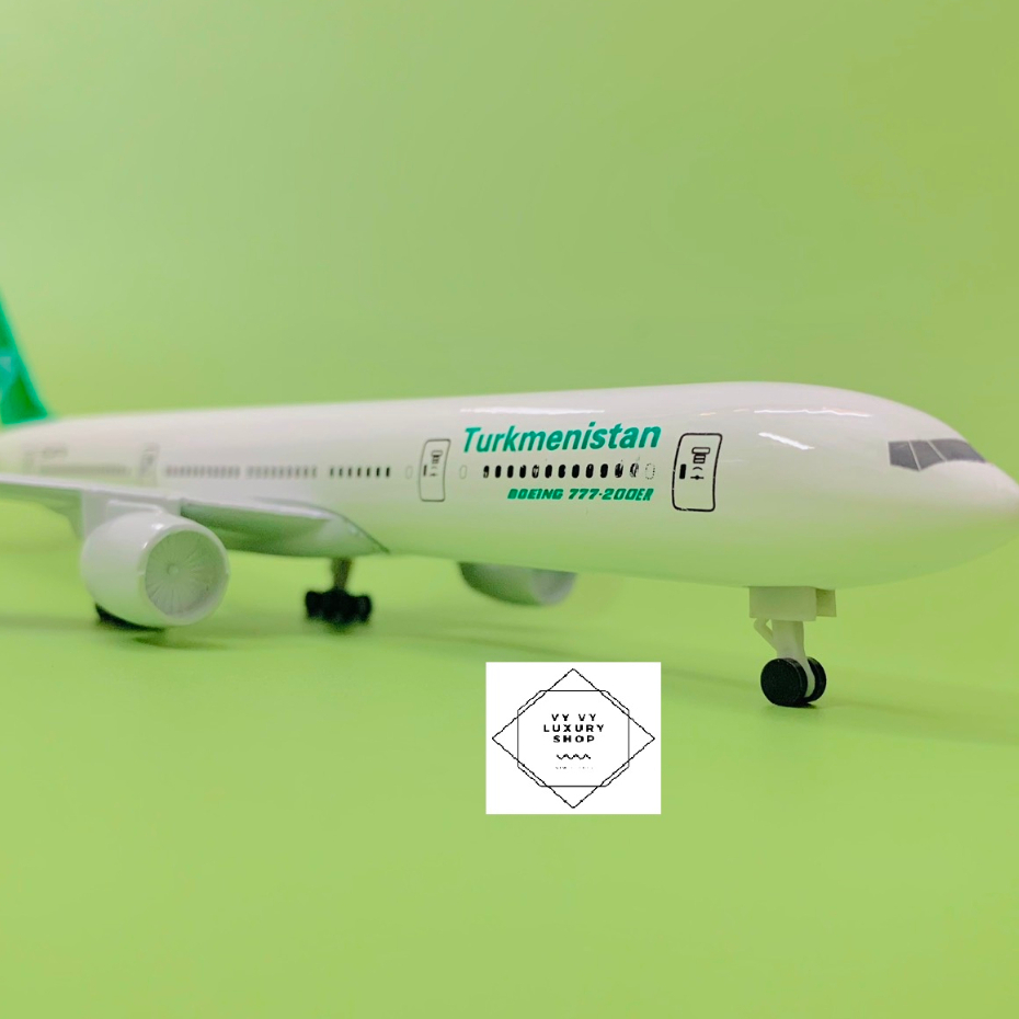 BEAUTIFUL STANDARD TURMENISTAN BOEING777 PLANE MODEL TYPE 1 พร้อมล้อ