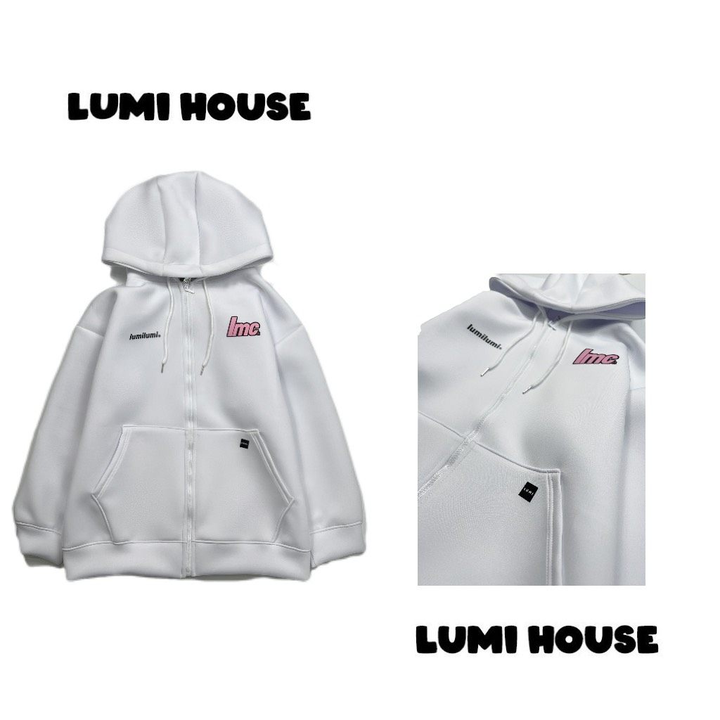 LMC PINK WHITE ZIP HOODIE H62 LUMIHOUSE