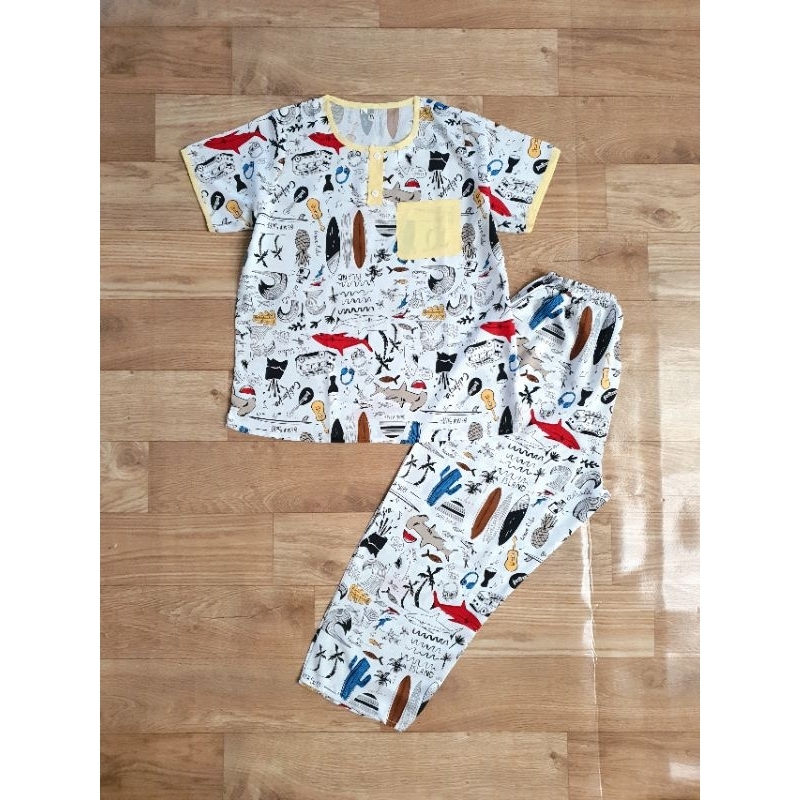 30-34กิโลกรัม เสื้อผ้าทอม/ลินินเด็กผู้ชายแขนสั้นและกางเกงขายาว