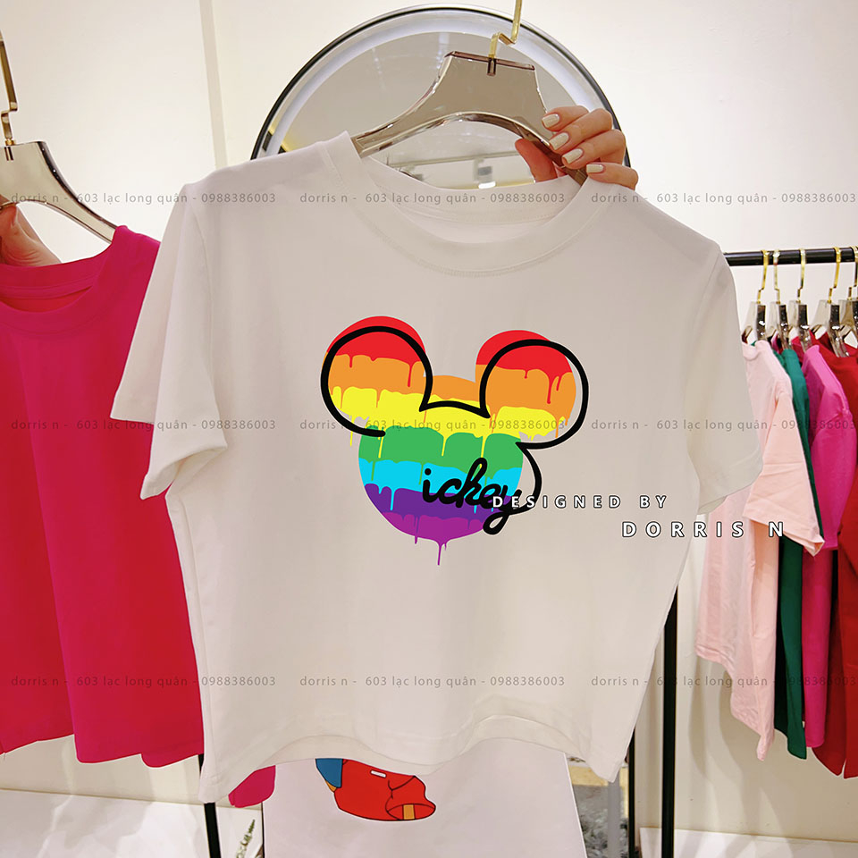 เสื้อยืด Croptop MICKEY 7 MAU ทันสมัยและอ่อนเยาว์ทําจากผ้าฝ้ายสุดเท่