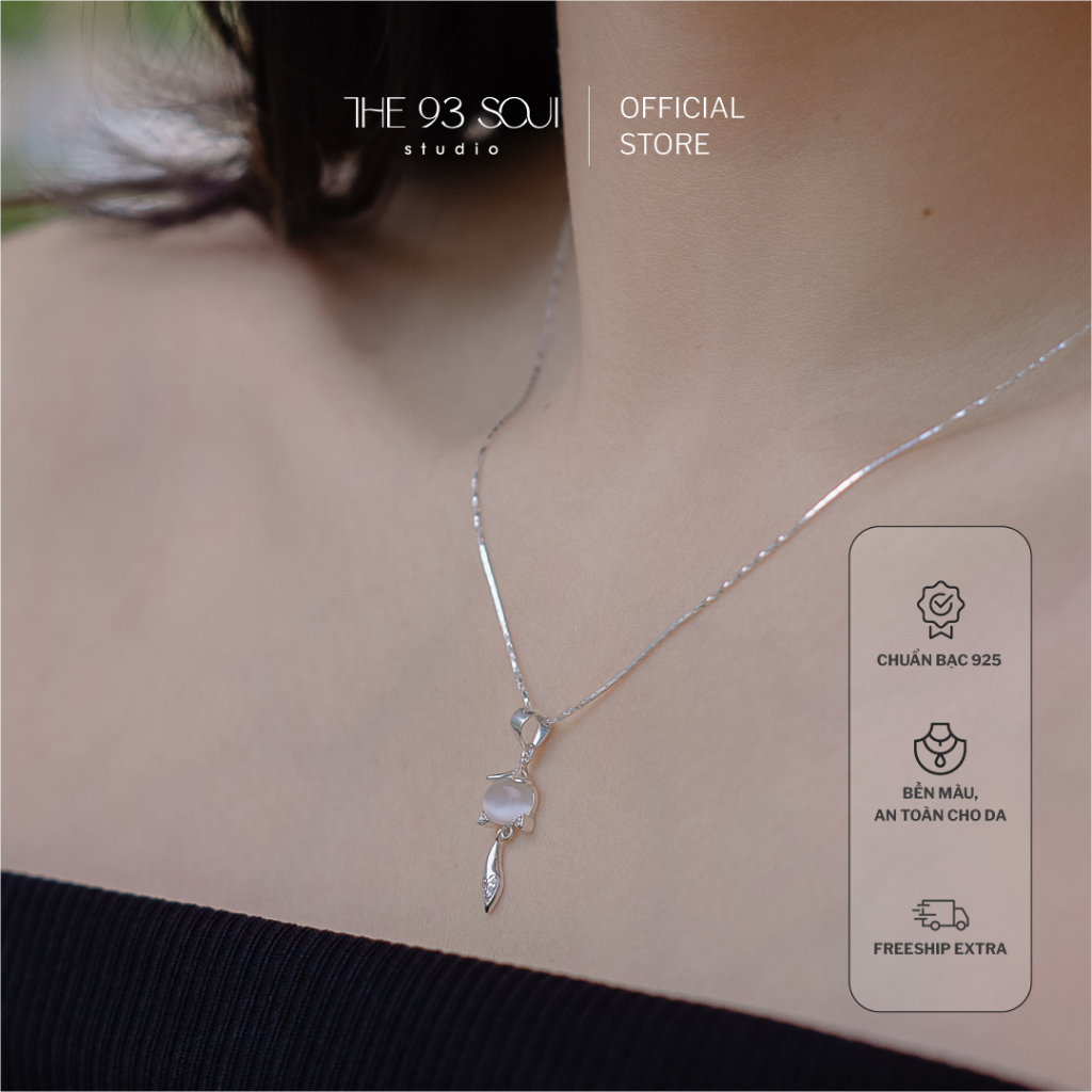 S925 The93Soul สร้อยคอเงินความหมายนําโชค หน้าจิ้งจอกประดับด้วยหิน ดีไซน์น่ารัก อินเทรนด์ | เนค-sv-pn
