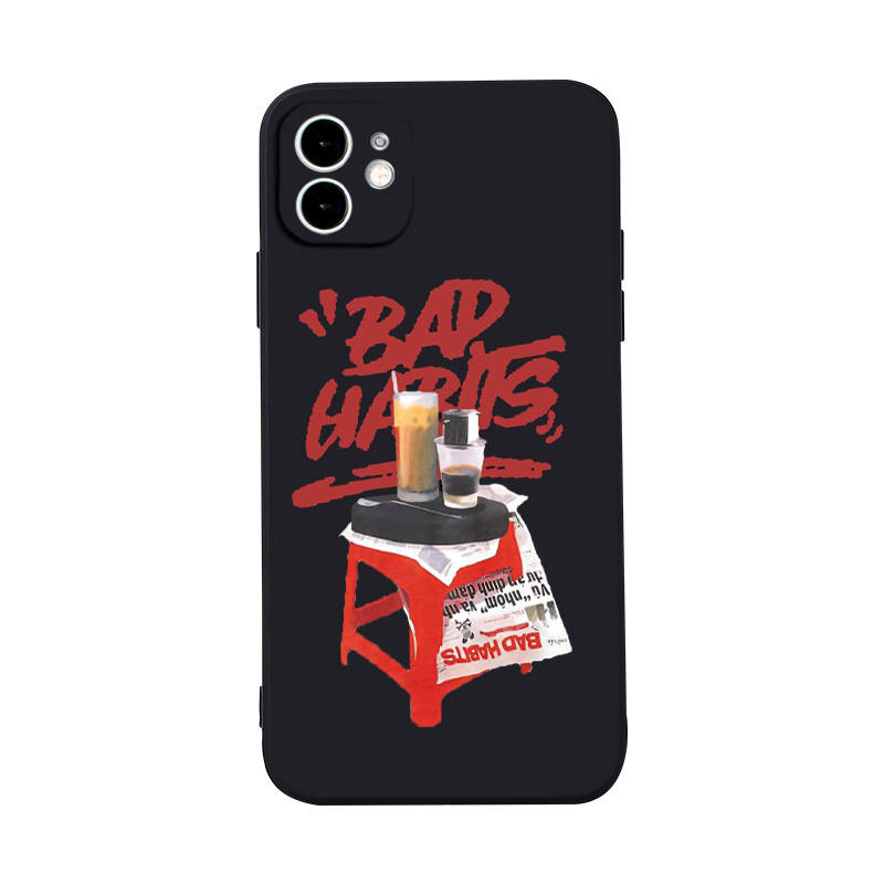 สไตล์เกาหลี BADHABITS สีส้มป้องกันสีดําขอบเคสโทรศัพท์สําหรับIphone 16 15 12 11 Pro MAX 11 XR XS MAX7