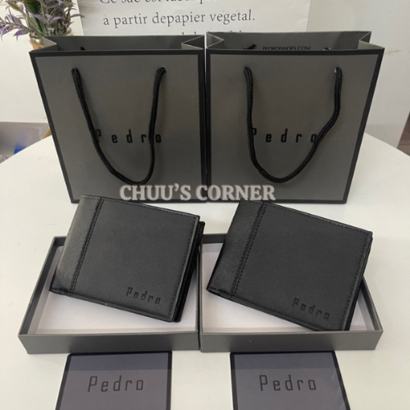 Type 1- FULLBOX Premium Pedro Mens Leather Wallet - Full Box Wallet and Branded Paper Handbag as Gif