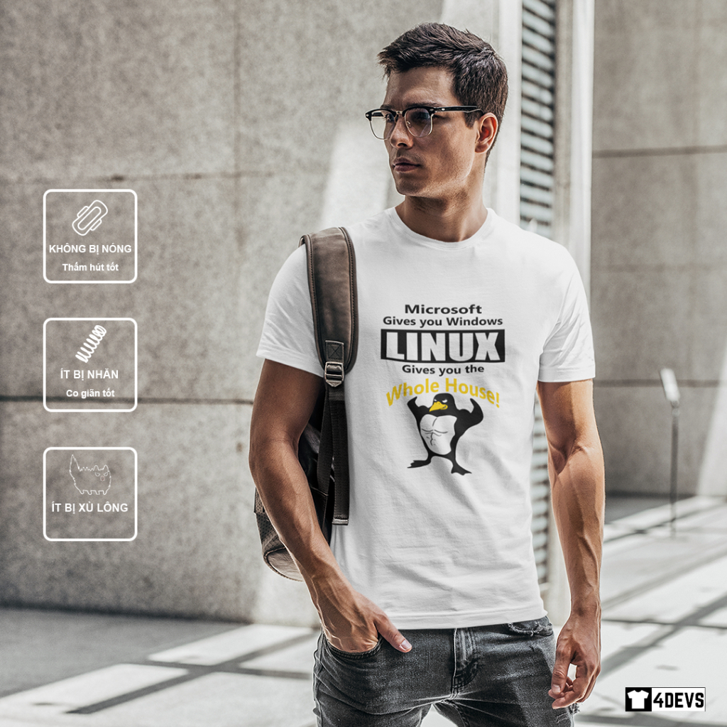 Linux คอกลม แขนสั้น 220gsm cotton programmer shirt & Windows - เสื้อยืด IT - เสื้อยืด Fordevs