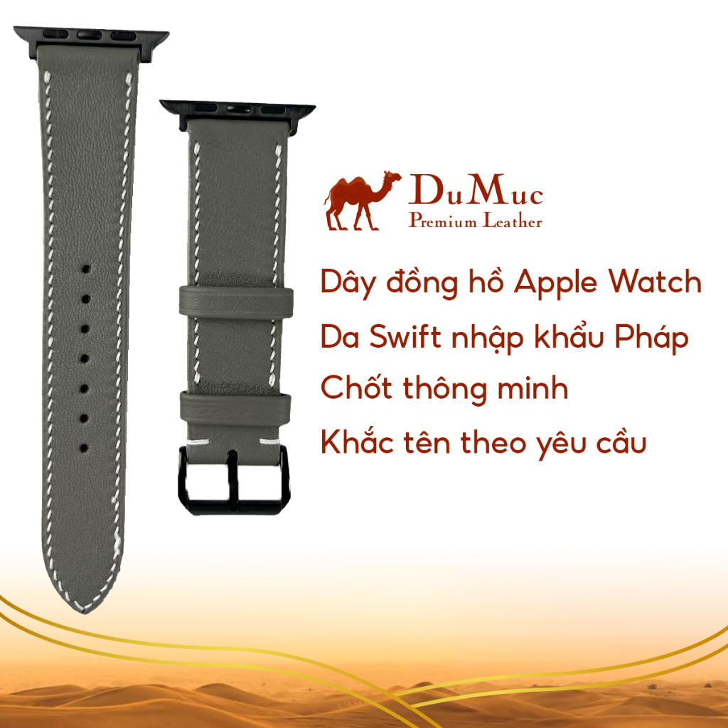 Swift Hass Leather จาก France Leather Travel Watch Leather Strap Leather สําหรับ Apple Watch - สีเทา
