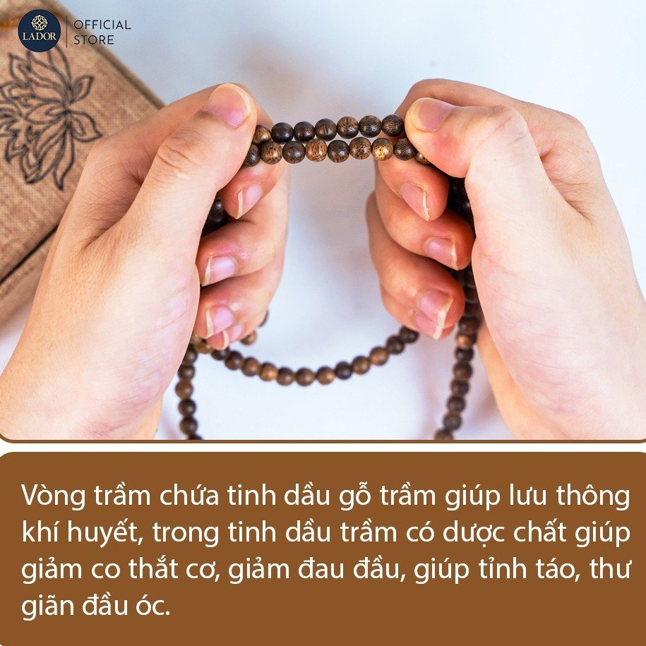 สร้อยข้อมือลูกประคําไม้กฤษณาเม็ดไม้กฤษณา 108 เม็ด และกล่องโบรเคด ขนาด 6 มิล - ลาดอร์ เครื่องประดับ - รูปที่ 4