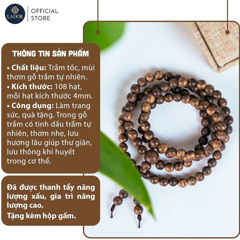 สร้อยข้อมือลูกประคําไม้กฤษณาเม็ดไม้กฤษณา 108 เม็ด และกล่องโบรเคด ขนาด 6 มิล - ลาดอร์ เครื่องประดับ - รูปที่ 7