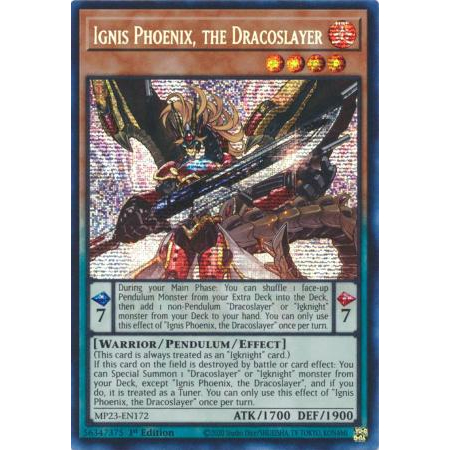 [MP23-EN172] Ignis Phoenix การ์ด Dracoslayer Prismatic Secret Rare รุ่นที่ 1