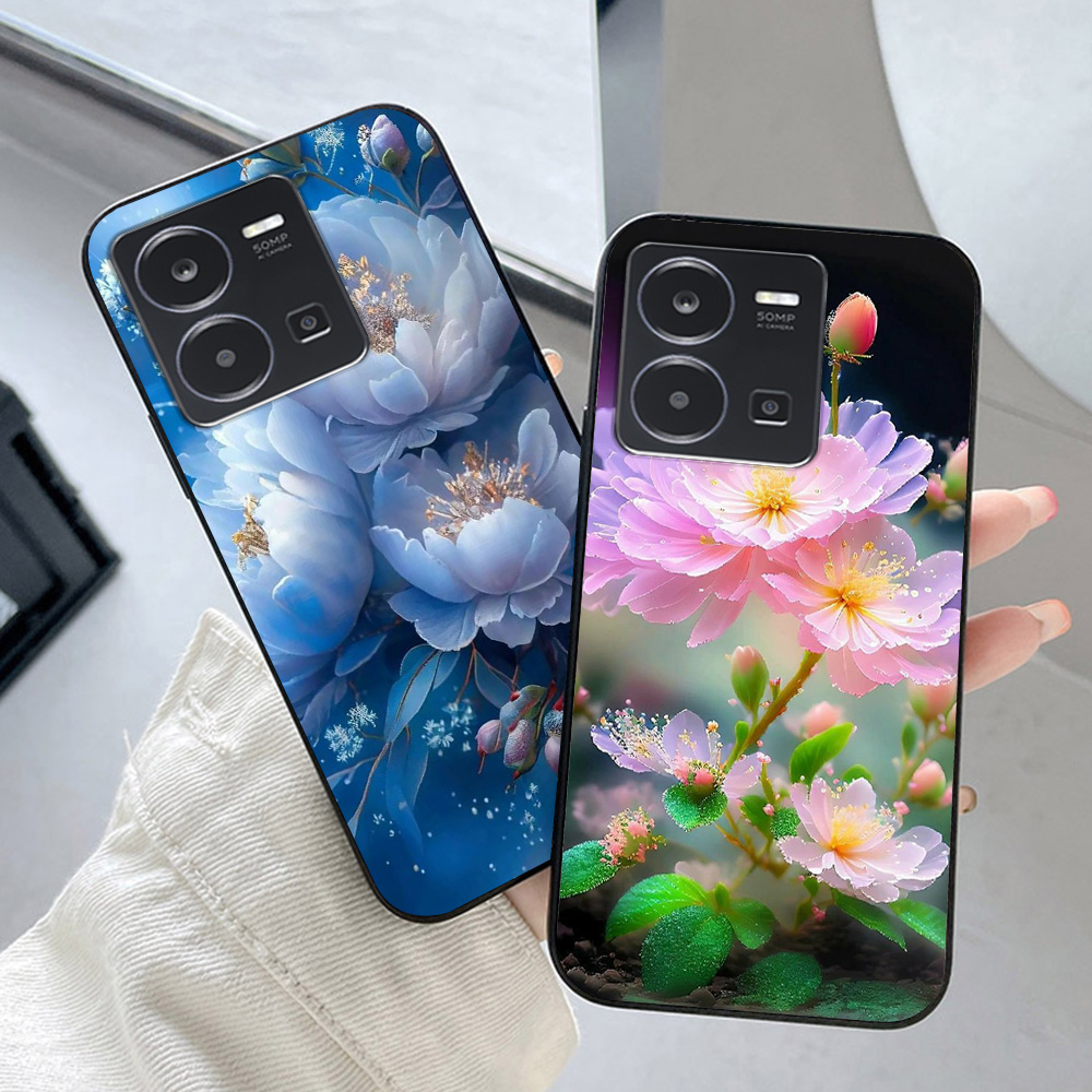 Vivo y35 4g / y55 2022 4g / vivo y55 2022 5g เคสพิมพ์ลายดอกไม้ใบไม้และกิ่งไม้สําหรับผู้หญิง