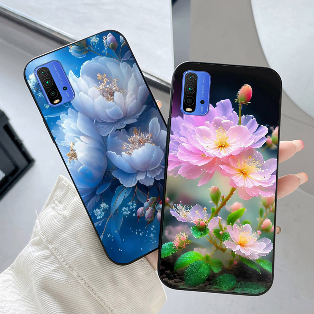 เคส Xiaomi redmi 9t และ mi 9t พิมพ์ลายดอกไม้ ใบไม้และกิ่งไม้สําหรับผู้หญิง