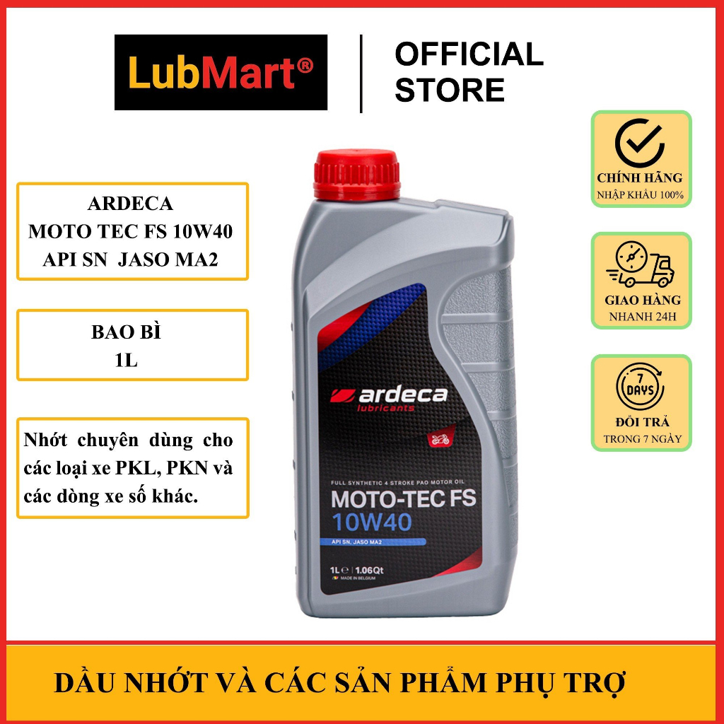 น้ํามันสังเคราะห์แท้สําหรับรถยนต์เกียร์ธรรมดาและเกียร์ธรรมดา Ardeca MOTO TEC FS 10W40 1L น้ํามันเกีย