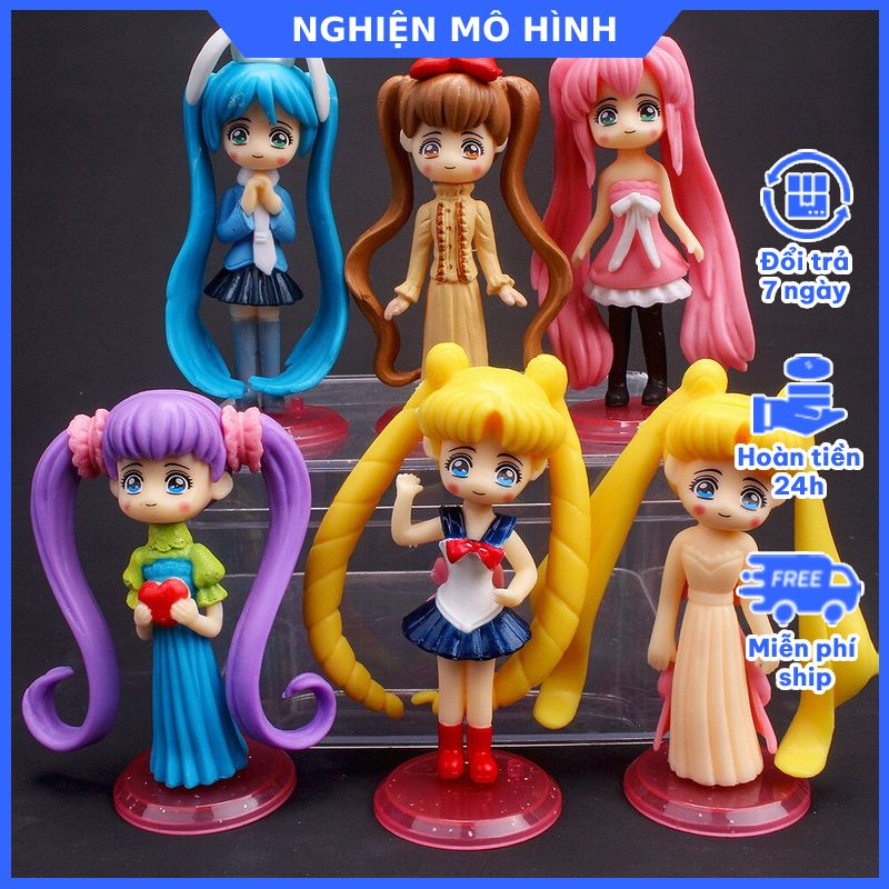 เซเลอร์มูน chibi รุ่น 6 ตัวอักษร เซเลอร์มูน Usagi Ami Rei Makoto Minako Mamoru Setsuna
