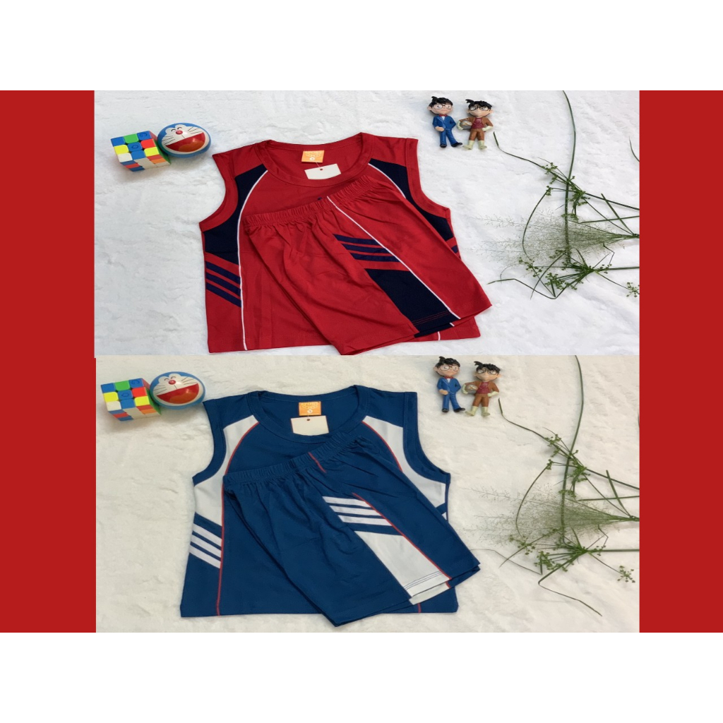 Combo ชุดกีฬาเด็ก 2 ชิ้น จาก 8kg - 70kg - SAT NACH (10 สี - คอ, ขอบ & โลโก้สุ่ม)