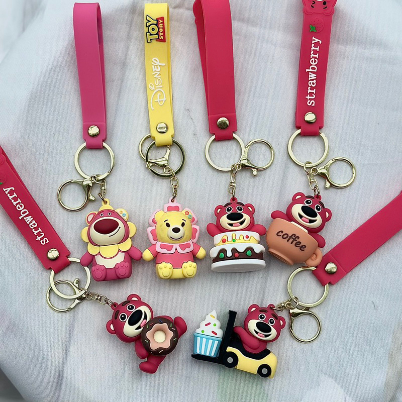 LOTSO STRAWBERRY BEAR HEAD KEYCHAIN