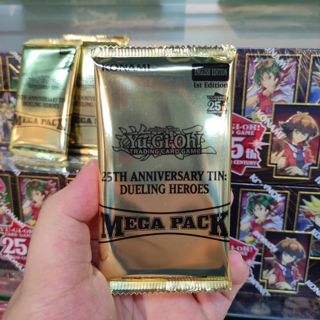 แพ็คเกจ TIN ANNIVERSARY 25TH: DEELING HEROES และกล่อง - การ์ด Yugioh ของแท้ MEGA TIN 2023, MP23