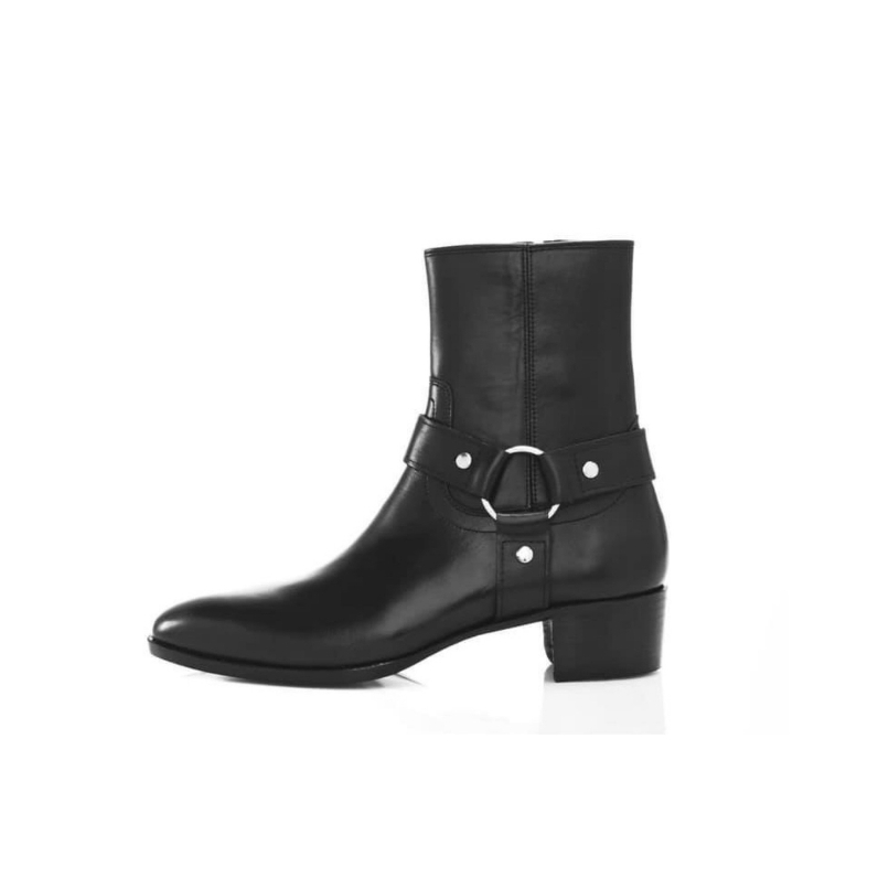 Harness Boots รองเท้าผู้ชายคุณภาพสูงนําเข้า Cowhide Stitching Sole 5 ซม.ส้นไม้ - TDK Shoemaker