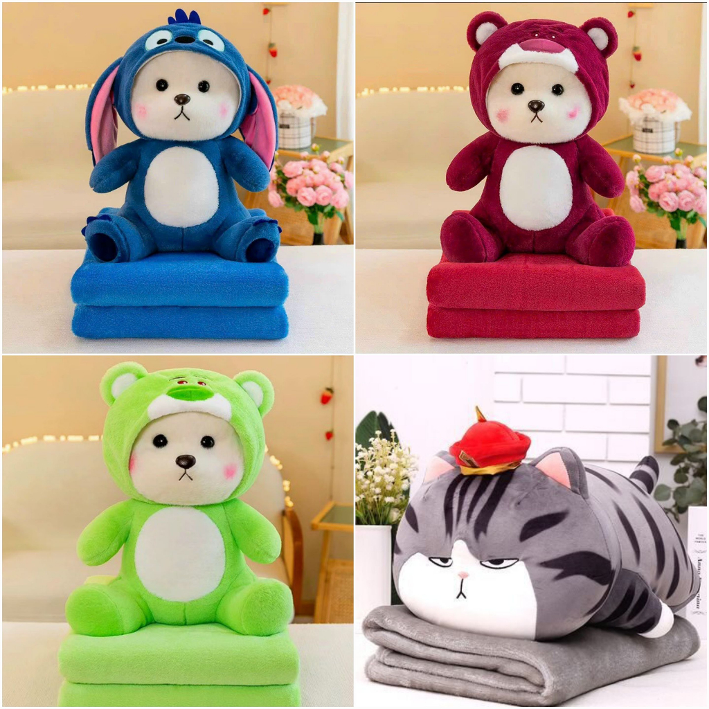 ผ้าห่มสํานักงาน 2 in 1 ผ้าห่มและหมอน 2 in 1 (ผ้าห่มขนาด 1m1-1m6 ขนาดหมอน 40-60cm)