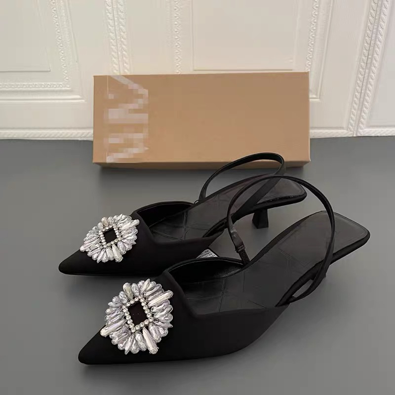 [ZARA] ZARA OPEN HEEL HIGH SHOES WITH SPLITTING STONE