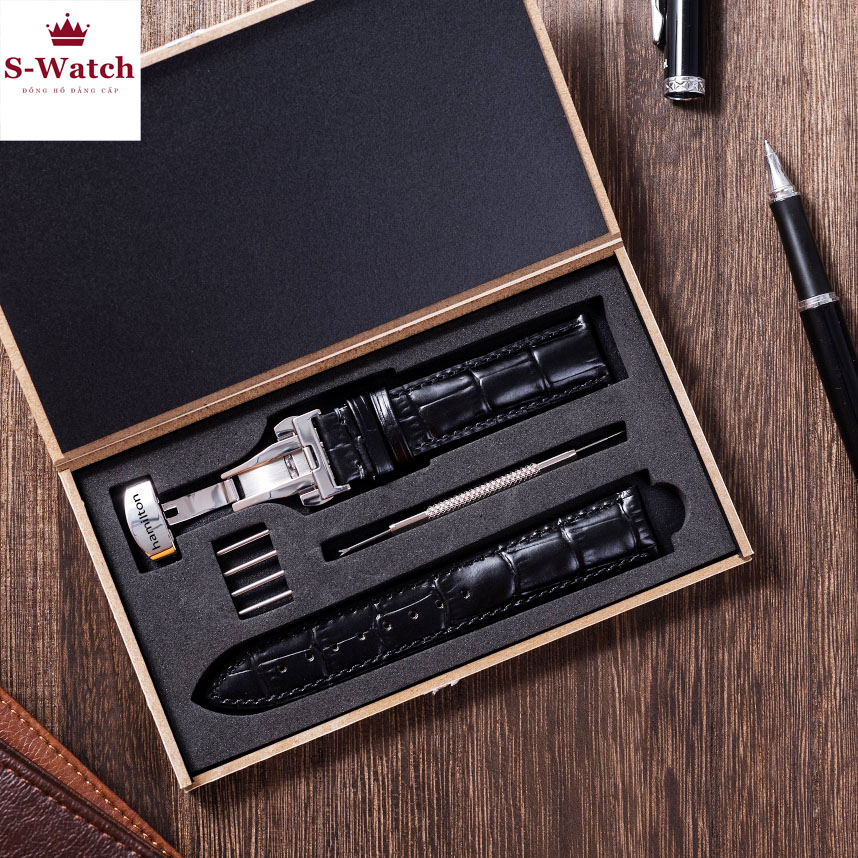 สายนาฬิกาหนัง Hamilton พร้อมหัวเข็มขัดผีเสื้อ [WITH BOX]