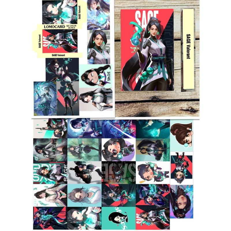 กล่องการ์ด Sage Game Valorant lomo พร้อมภาพถ่ายที่แตกต่างกัน 30 รูป/ การ์ด Sage valorant lomo