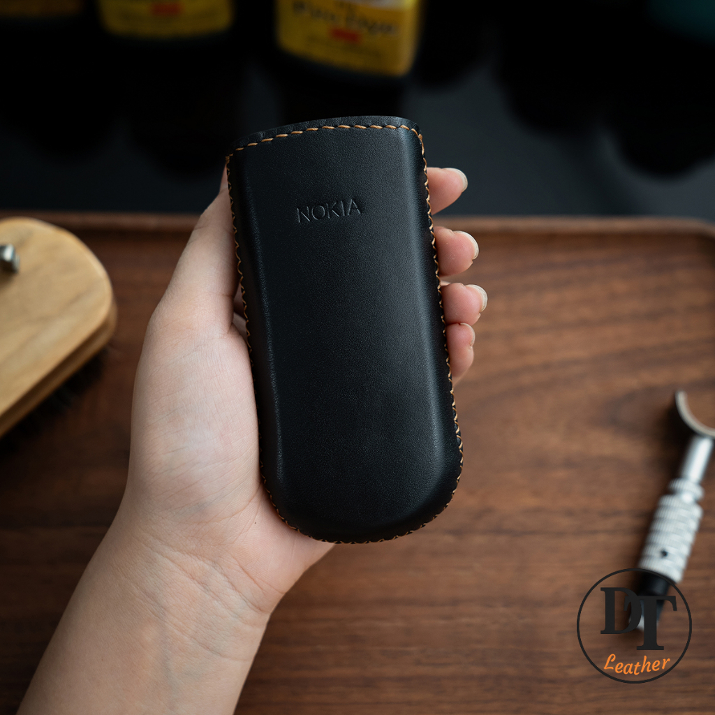 เคสโทรศัพท์หนังสําหรับ N0KIA 6700, 8800 - หนังวัวเต็มเม็ด - Handcrafted - สีดํา