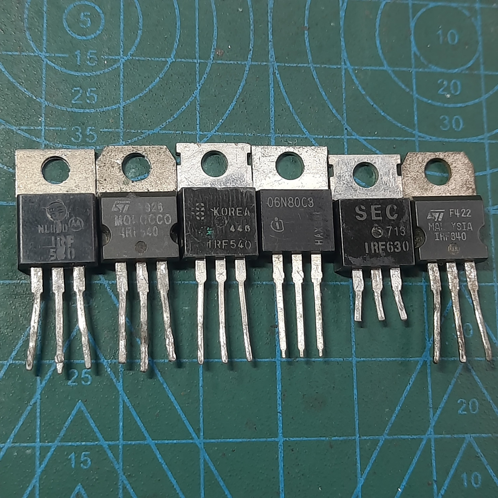 MOSFET N-Channel 06N80C3 SPP06N80C3 6A 800V; IRF540 28A 100V; IRF630 9A 200V; IRF840 8A 500V; IRL540