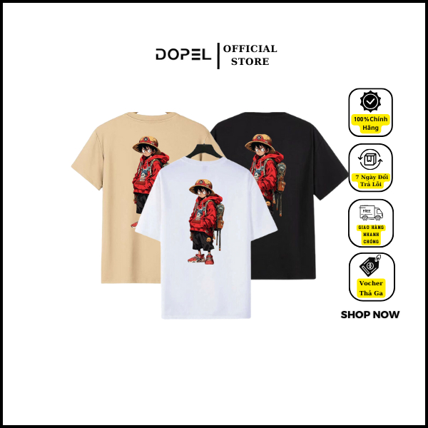 เสื้อยืด unisex DOPEL พิมพ์ลาย 3d ผ้าคอตตอน 2 ทางเท่ๆ คอกลมขั้นพื้นฐาน TSO013