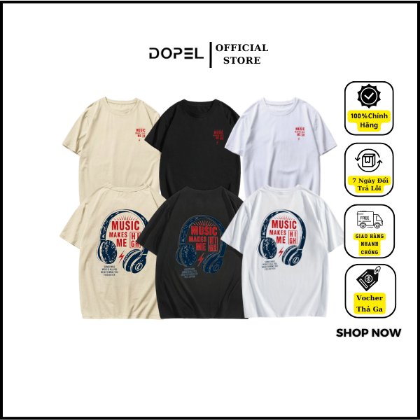 เสื้อยืด unisex DOPEL พิมพ์ลายไม่ซ้ําใคร ผ้าคอตตอน 2 ทาง เท่ๆ คอกลมพื้นฐาน TSO007