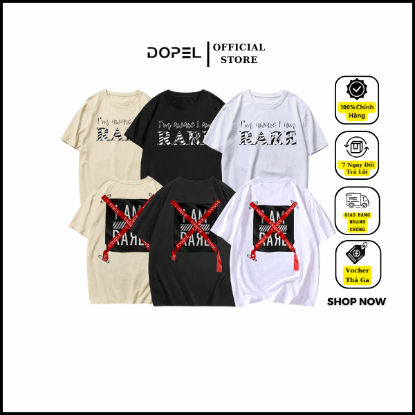 เสื้อยืด Unisex สําหรับผู้ชายและผู้หญิง พิมพ์ลาย RARE ผ้าคอตตอน 2 ทางเท่ๆ คอกลมขั้นพื้นฐาน DOPEL-TSO