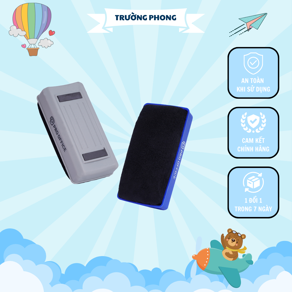 PRO OFFICE เครื่องทําความสะอาดไวท์บอร์ดแบบมือถือทําจากพลาสติก พร้อมแม่เหล็ก PO-WE101/102