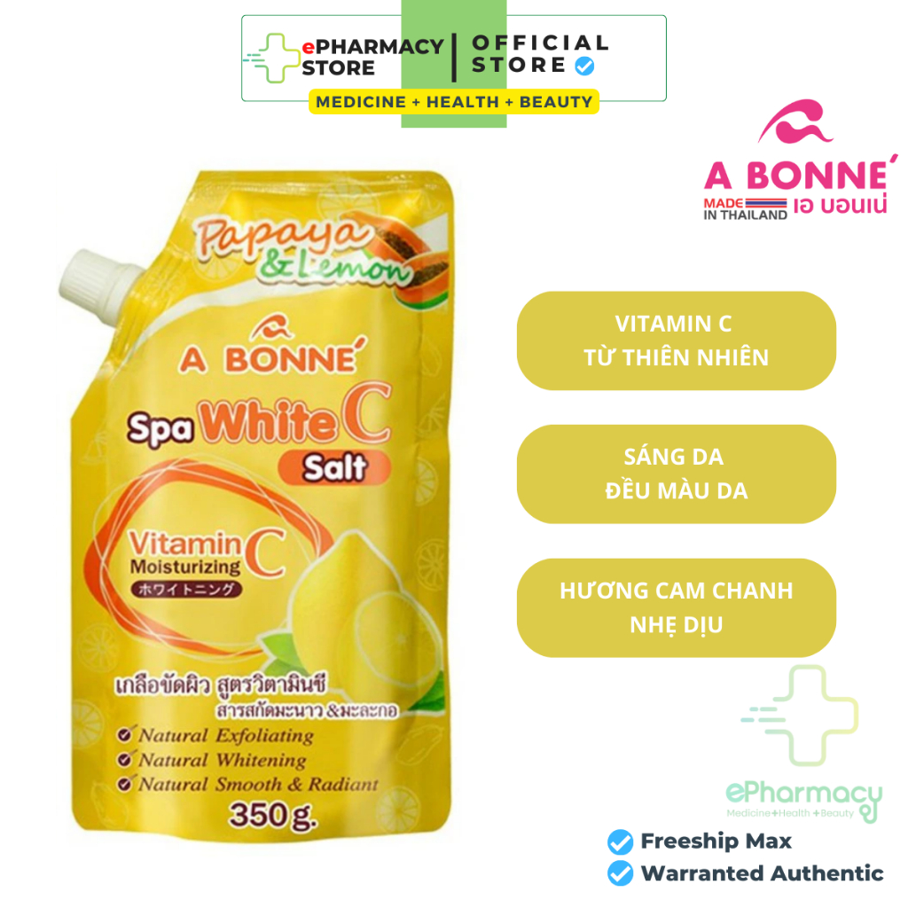A BONNE Spa White C Salt Vitamin C Papaya and Lemon Scrub ปรับผิวให ้ กระจ ่ างใส ลดสิวหลัง 350G