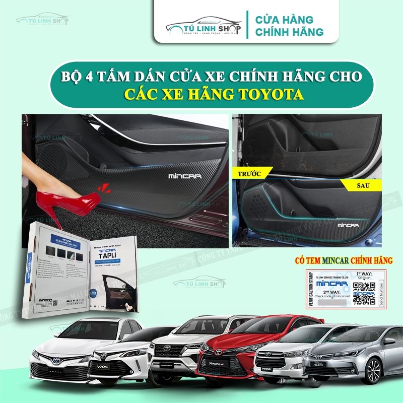 ชุดสติ๊กเกอร์ Tapli 4 ชิ้นสําหรับ INNOVA, Altis, Camry, Cross, Fortuner, Hilux, Prado, Raize,RAV4,Ru