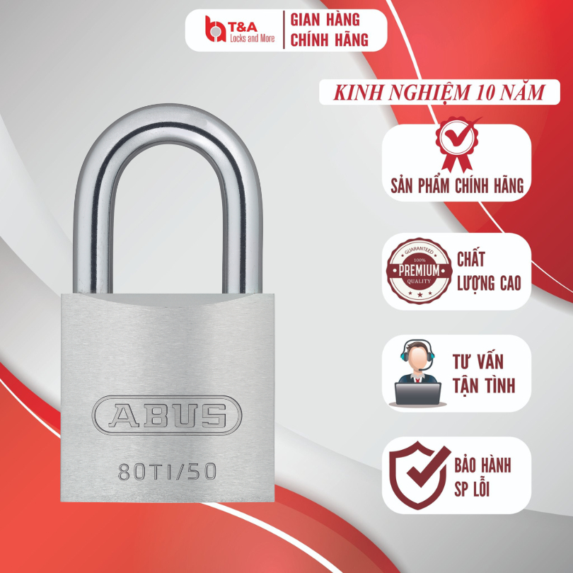 ล็อคเบาพิเศษ ABUS TITALIUM 80Ti/50 ตัว กุญแจฟัน 50 มม