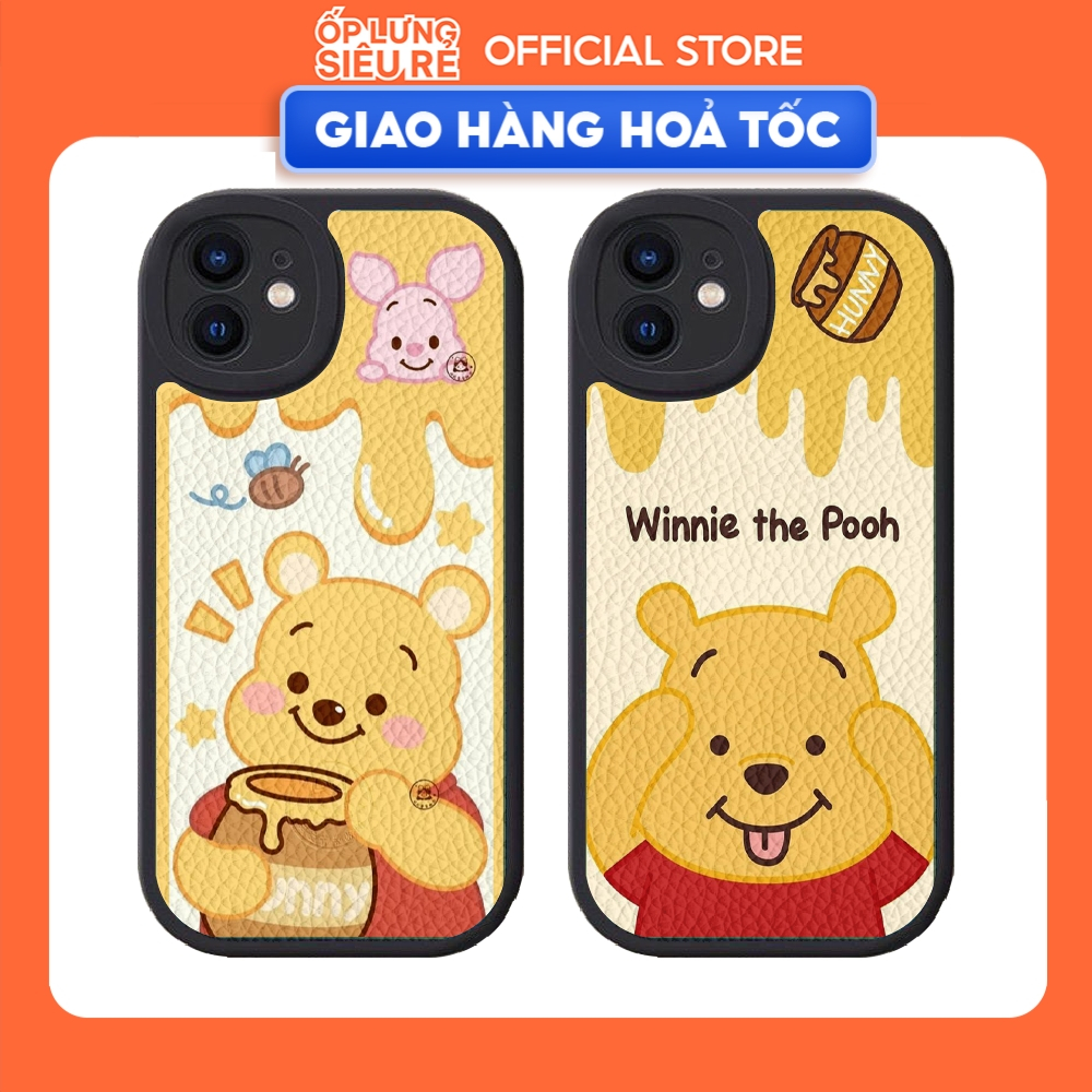 OPPO A1K/A3S/A5S/A55/A54/A76/...เคสหนังสีดํายืดหยุ่นพร้อมขอบป้องกันกล้อง Winnie Gold (หนังแท้)