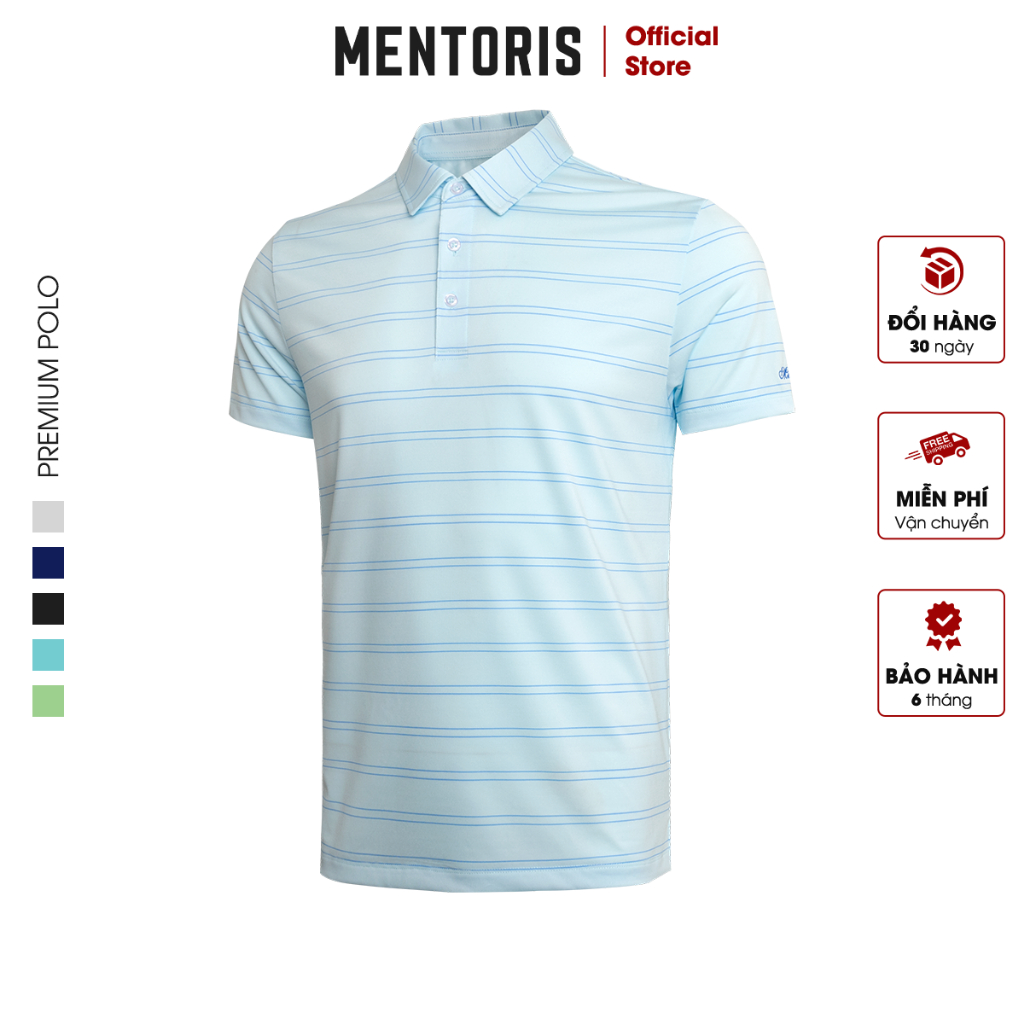 Mentoris เสื้อโปโลผู้ชายคุณภาพสูงคอปกแข็งคงรูปร่างได้ดี วัสดุ Coolmax เท่ เส้นละเอียดอ่อนและน่าสนใจ 