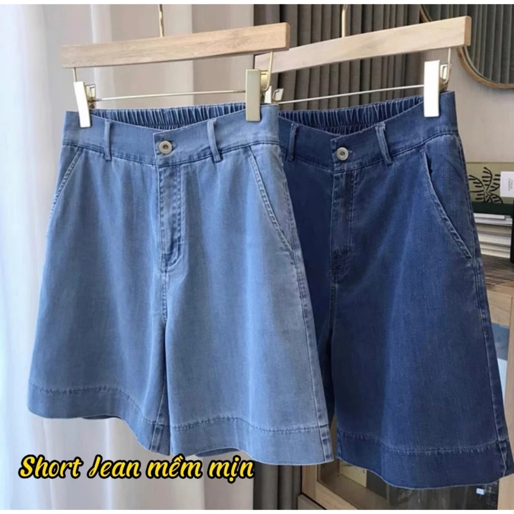 กางเกงยีนส์ขาสั้นกระดาษยืดเอวสูง 1 ปุ่ม M18_H2TFashion