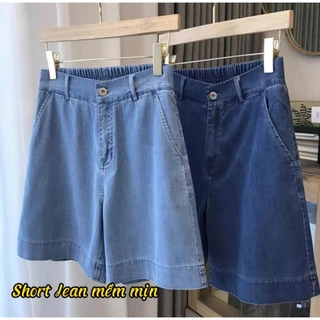 กางเกงยีนส์ขาสั้นกระดาษยืดเอวสูง 1 ปุ่ม M18_H2TFashion