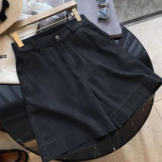 กางเกงยีนส์ขาสั้นกระดาษยืดเอวสูง 1 ปุ่ม M18_H2TFashion