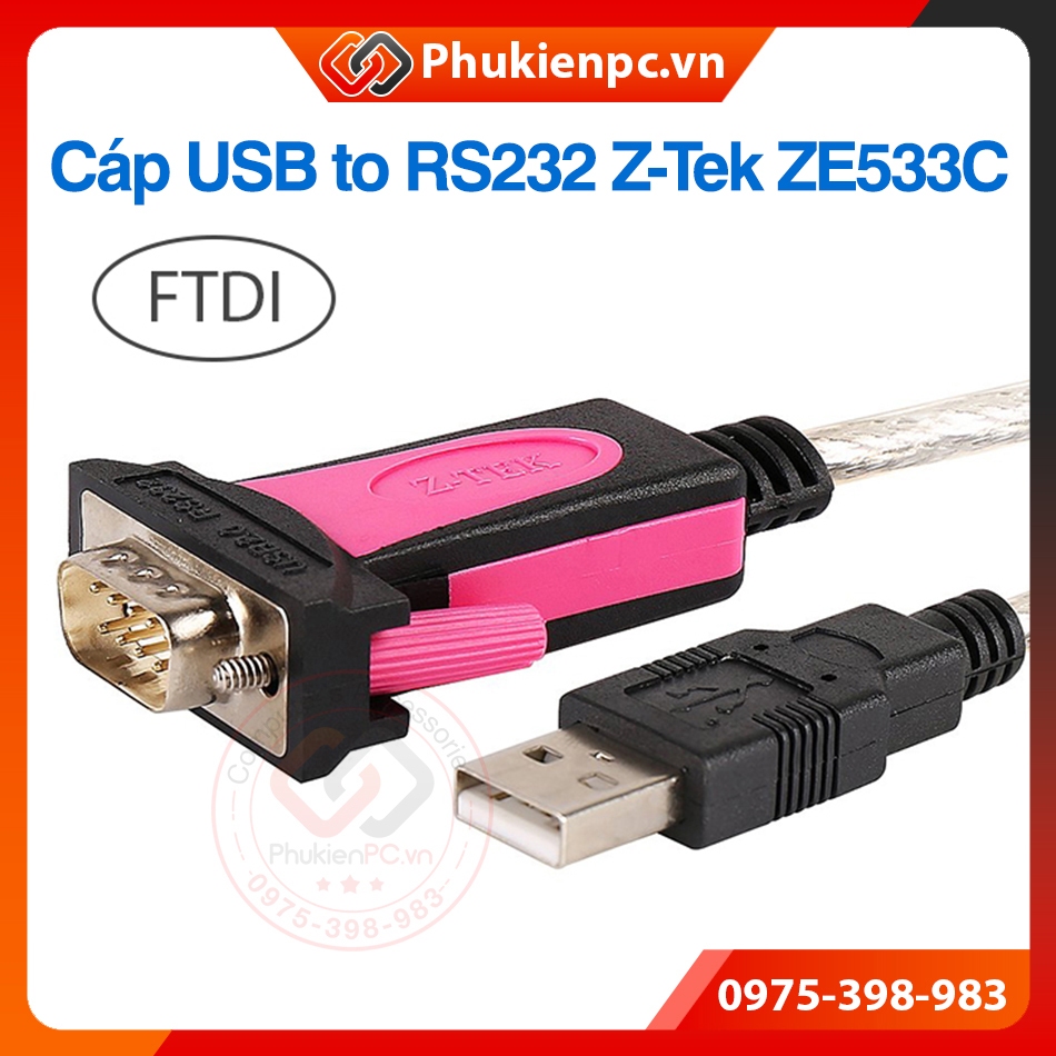สายแปลง USB เป็น RS232 COM DB9 ยาว 1.8M ชิป FTDI, Z-Tek ZE533C. เชื่อมต่อ PC แล็ปท็อปเป็นอุปกรณ์อนุก